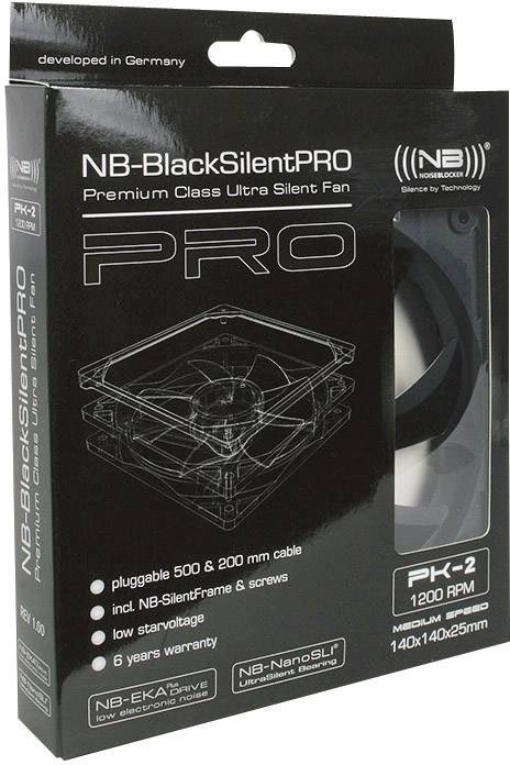 NoiseBlocker BlackSilent Pro PC-Gehäuse-Lüfter Schwarz (B x H x T) 140 x 140 x 25 mm