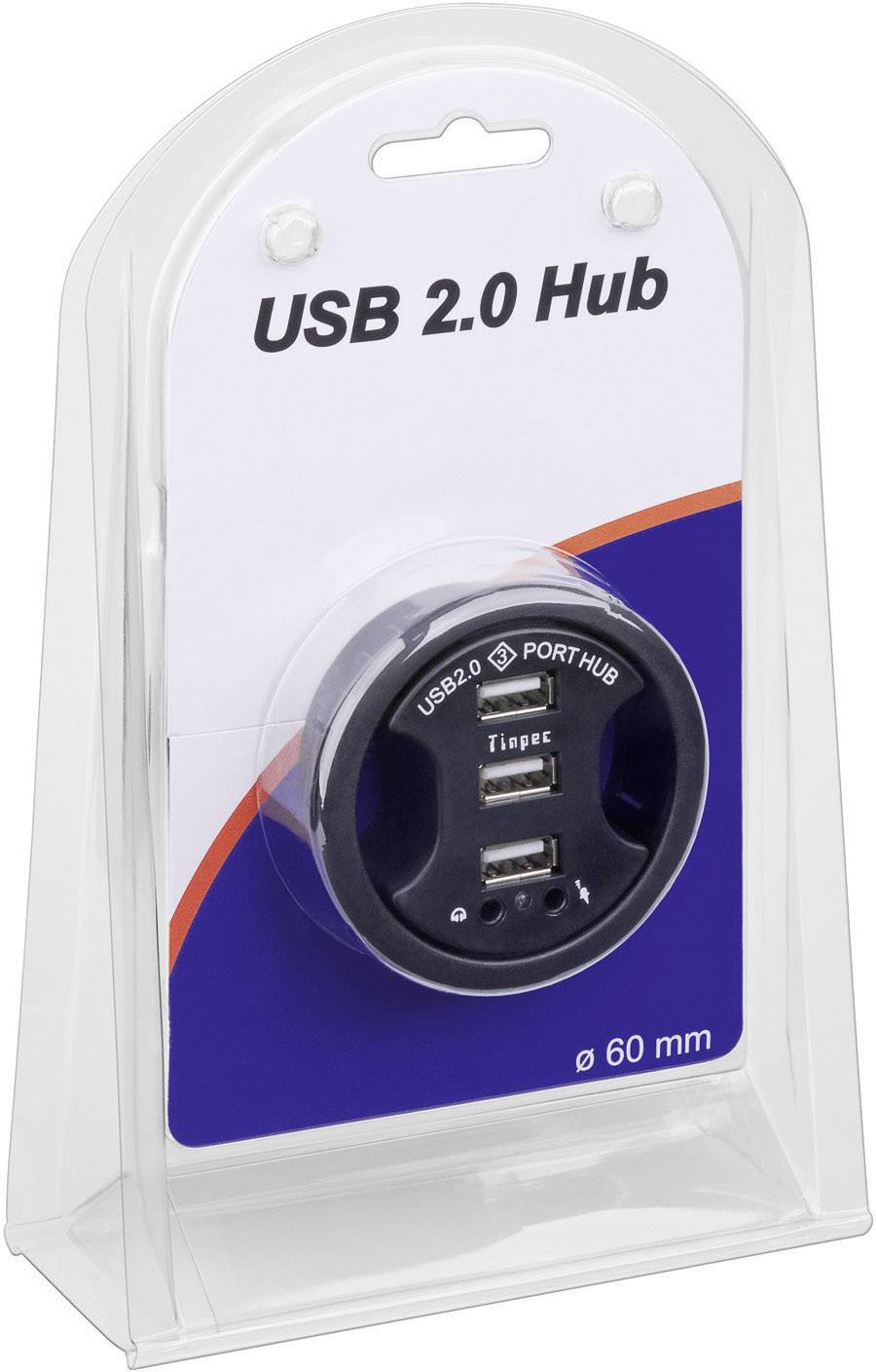 Goobay Inbyggnad 60mm 3 Port USB 2.0-Hub mit Audio-Ports Schwarz
