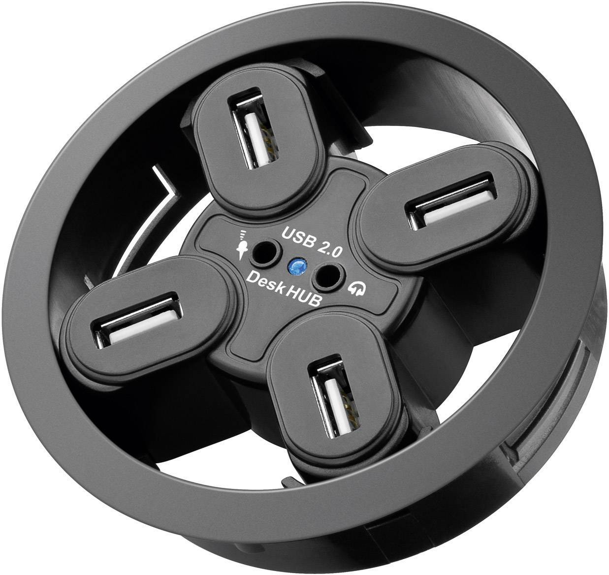Goobay 4 Port USB 2.0-Hub mit Audio-Ports Schwarz