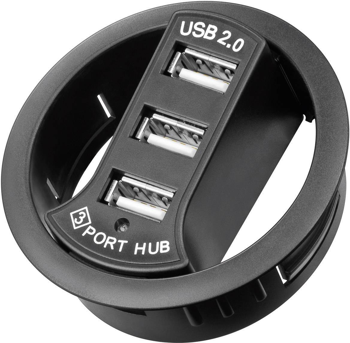Goobay 93893 USB-Hub 3 Port USB-A (USB 2.0) Schwarz Inbyggnad 60mm