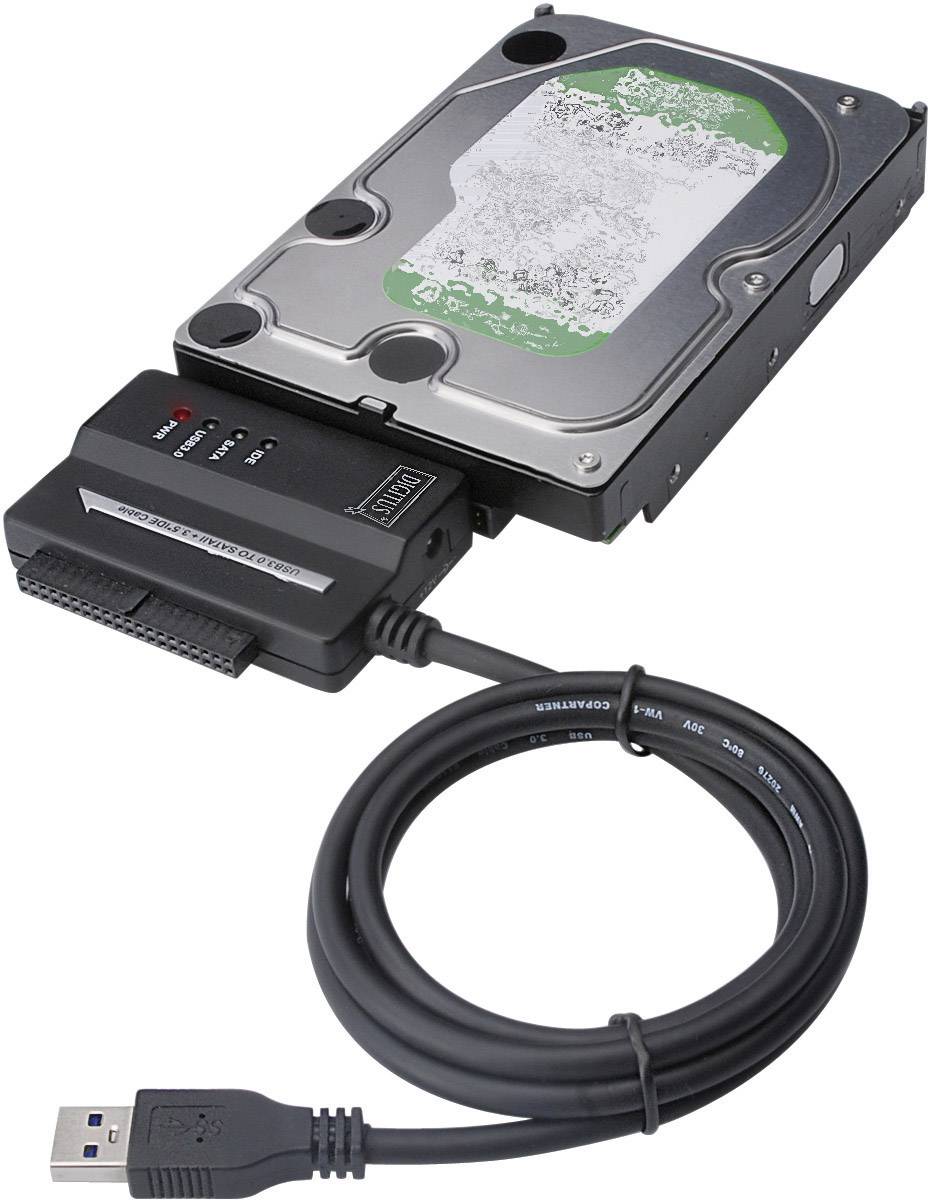 Digitus Festplatten Adapter [1x USB 3.2 Gen 1 Stecker A (USB 3.0) - 1x SATA-Kombi-Buchse 7+15pol., IDE-Buchse 40pol., IDE-Buchse 44pol.] 0.50 m