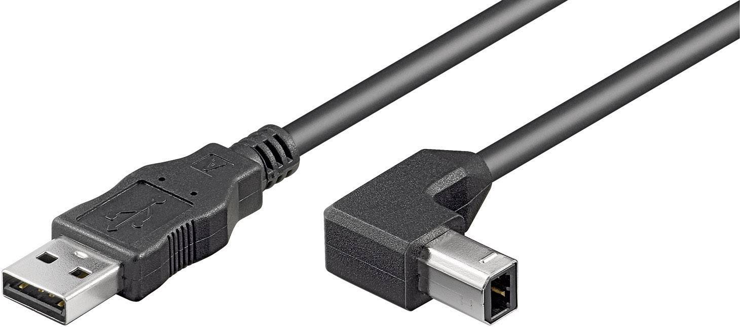 Goobay 93016 USB 2.0 auf 90 Grad USB B Adapterkabel / Druckerkabel USB 2.0 Typ B Winkelstecker Drucker / Schwarz / 0,5m