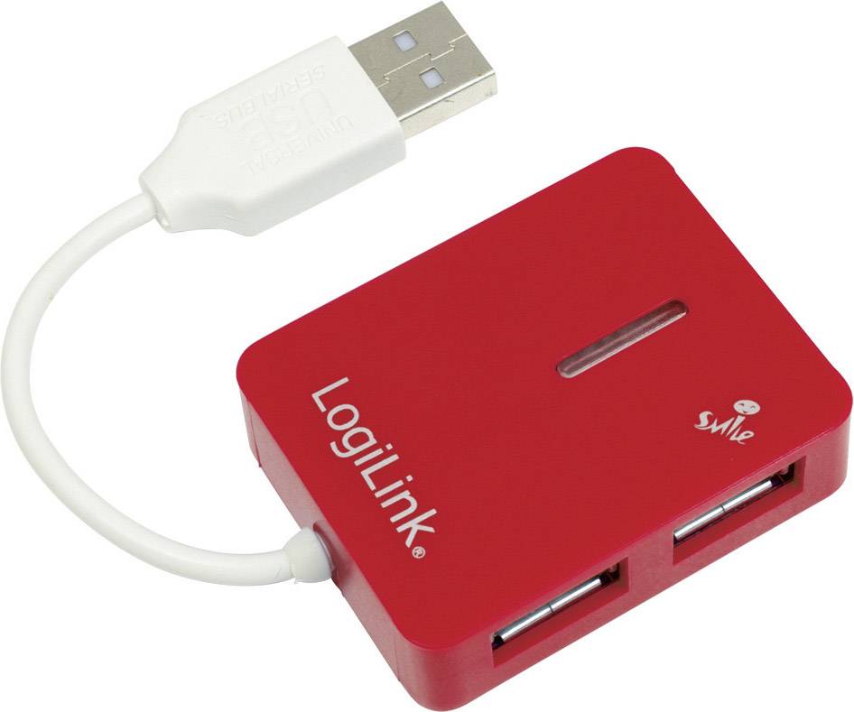 LogiLink USB 2.0 Hub 4-Port, Smile, rot