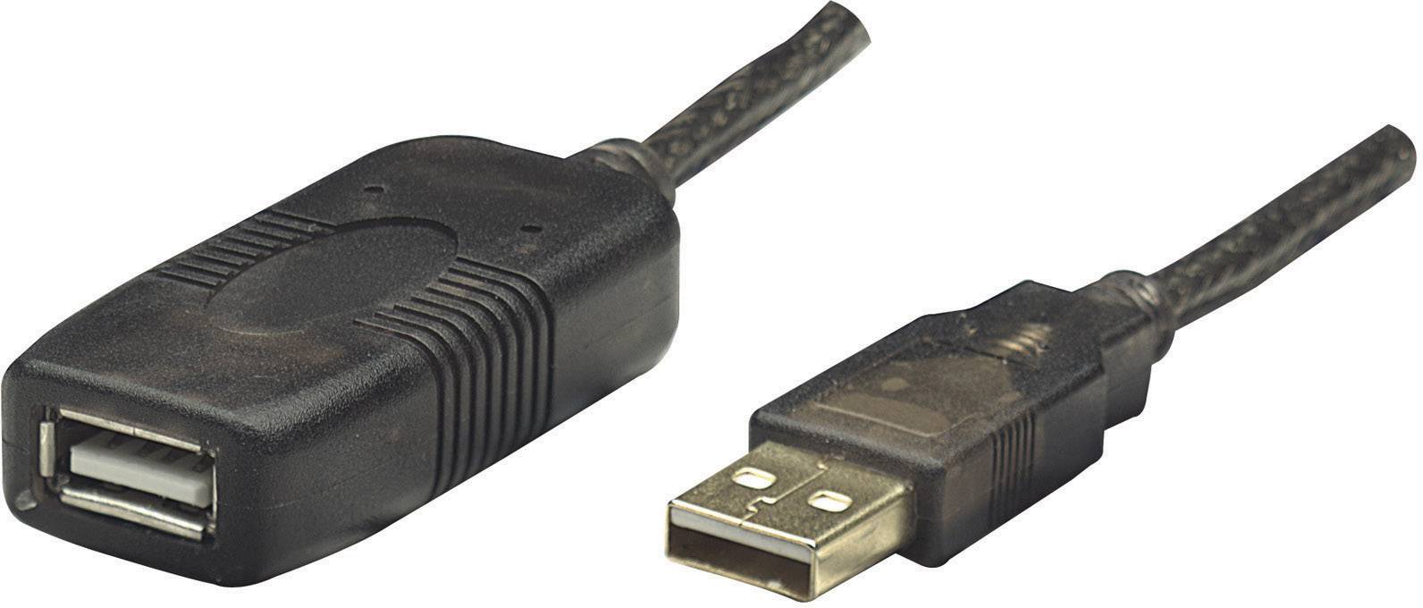 Manhattan USB-Kabel USB 2.0 USB-A Stecker, USB-A Buchse 20.00m Schwarz 150958