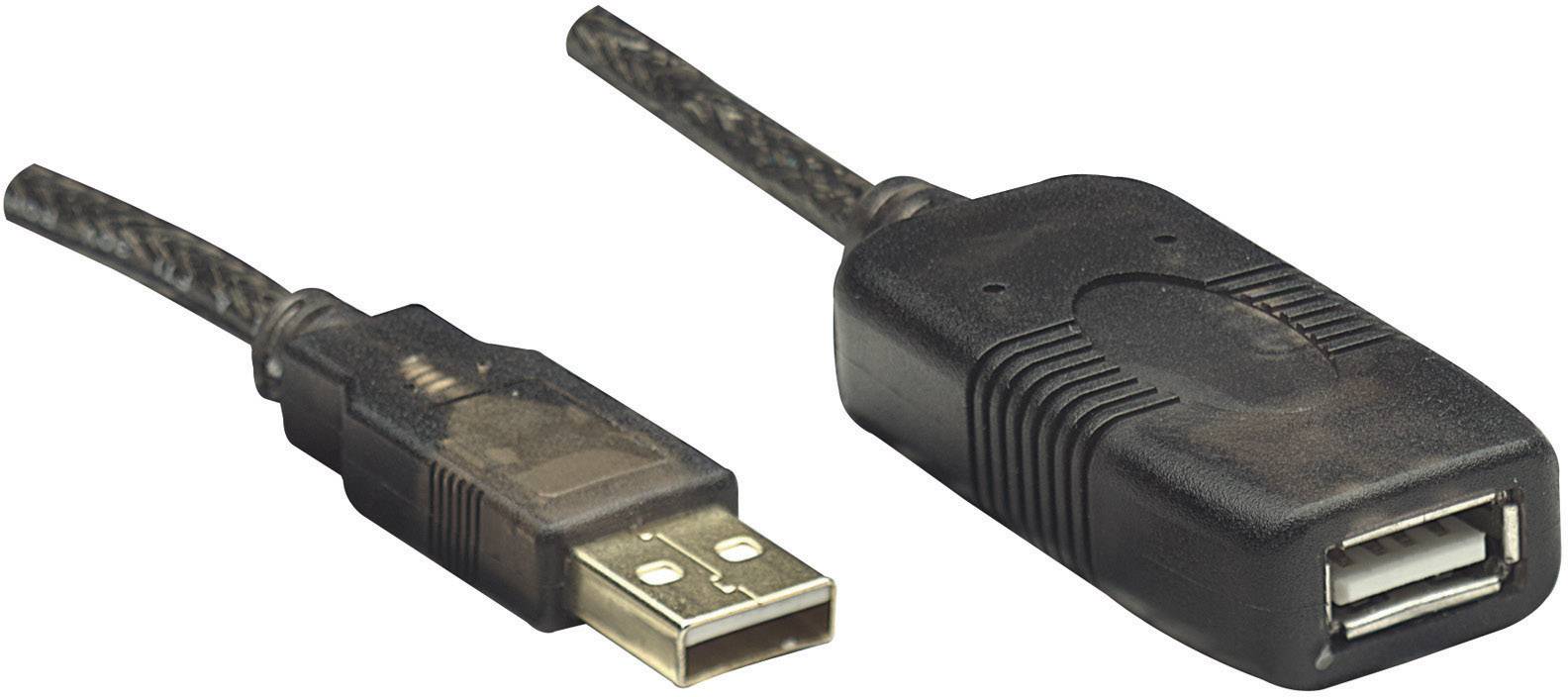 Manhattan USB-Kabel USB 2.0 USB-A Stecker, USB-A Buchse 20.00 m Schwarz 150958