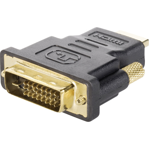 Renkforce RF-4233372 HDMI / DVI Adapter [1x HDMI-Stecker - 1x DVI-Stecker 24+1pol.] Schwarz vergoldete Steckkontakte