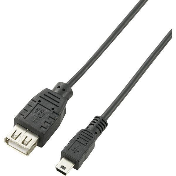 Renkforce USB 2.0 Verlängerungskabel [1x USB 2.0 Stecker Mini-B - 1x USB 2.0 Buchse A] 1.00m Schwarz vergoldete Steckkontakte