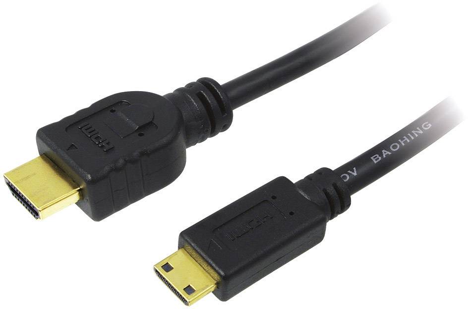 LogiLink HDMI Anschlusskabel HDMI-A Stecker, HDMI-Mini-C Stecker 1.50m Schwarz CH0022 4K UHD, Audio Return Channel, vergoldete