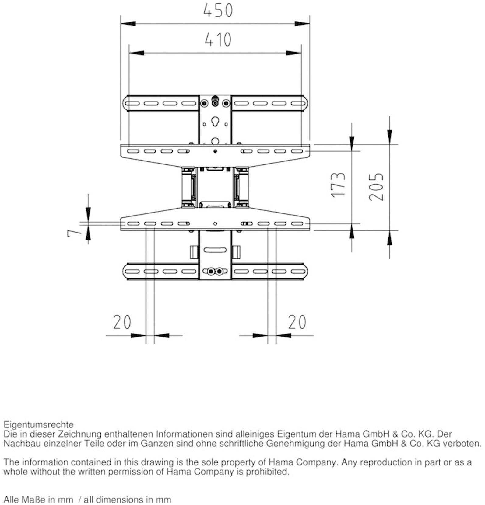 Hama FULLMOTION XL TV-Wandhalterung 58,4 cm (23") - 127,0 cm (50") Neigbar, Schwenkbar, Rotierbar