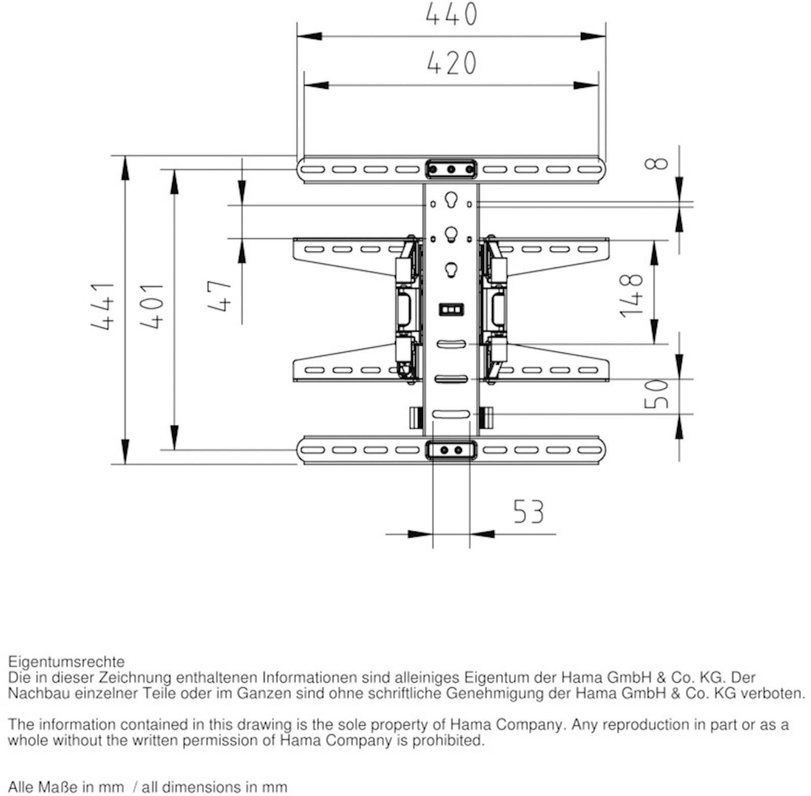 Hama FULLMOTION XL TV-Wandhalterung 58,4 cm (23") - 127,0 cm (50") Neigbar, Schwenkbar, Rotierbar