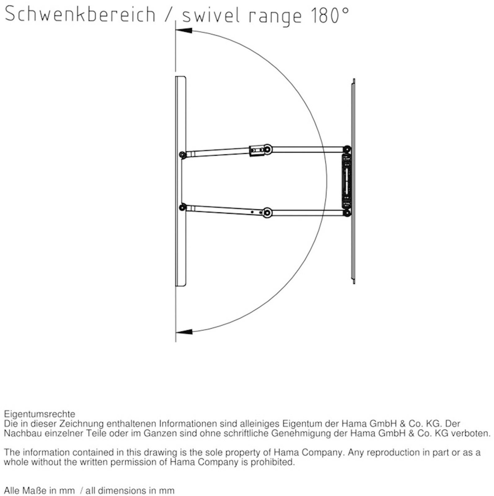 Hama FULLMOTION XL TV-Wandhalterung 58,4 cm (23") - 127,0 cm (50") Neigbar, Schwenkbar, Rotierbar