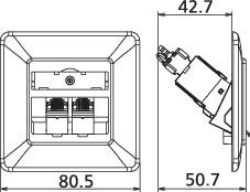Metz Connect 130B11D21002-E Netzwerkdose Unterputz Einsatz mit Zentralplatte und Rahmen 2 Port Reinweiß