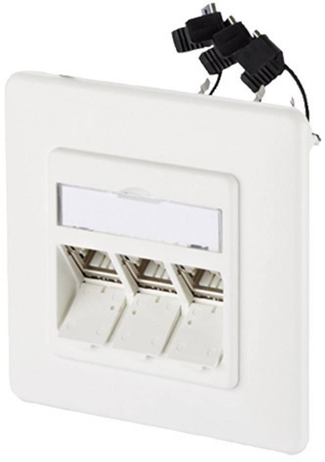 Metz Connect 130B11D31002-E Netzwerkdose Unterputz Einsatz mit Zentralplatte und Rahmen 3 Port Reinweiß