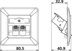 Metz Connect 1309121002-E Netzwerkdose Unterputz Einsatz mit Zentralplatte und Rahmen 2 Port Reinweiß