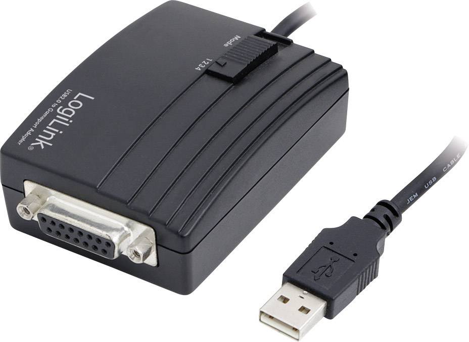 LogiLink USB 2.0 Anschlusskabel [1x USB 2.0 Stecker A - 1x D-SUB-Buchse 15pol.] 1.5m Schwarz UL-zertifiziert