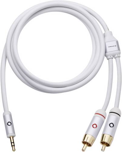 Cinch / Klinke Audio Anschlusskabel [2x Cinch-Stecker - 1x Klinkenstecker 3.5 mm] 1.50m Wei