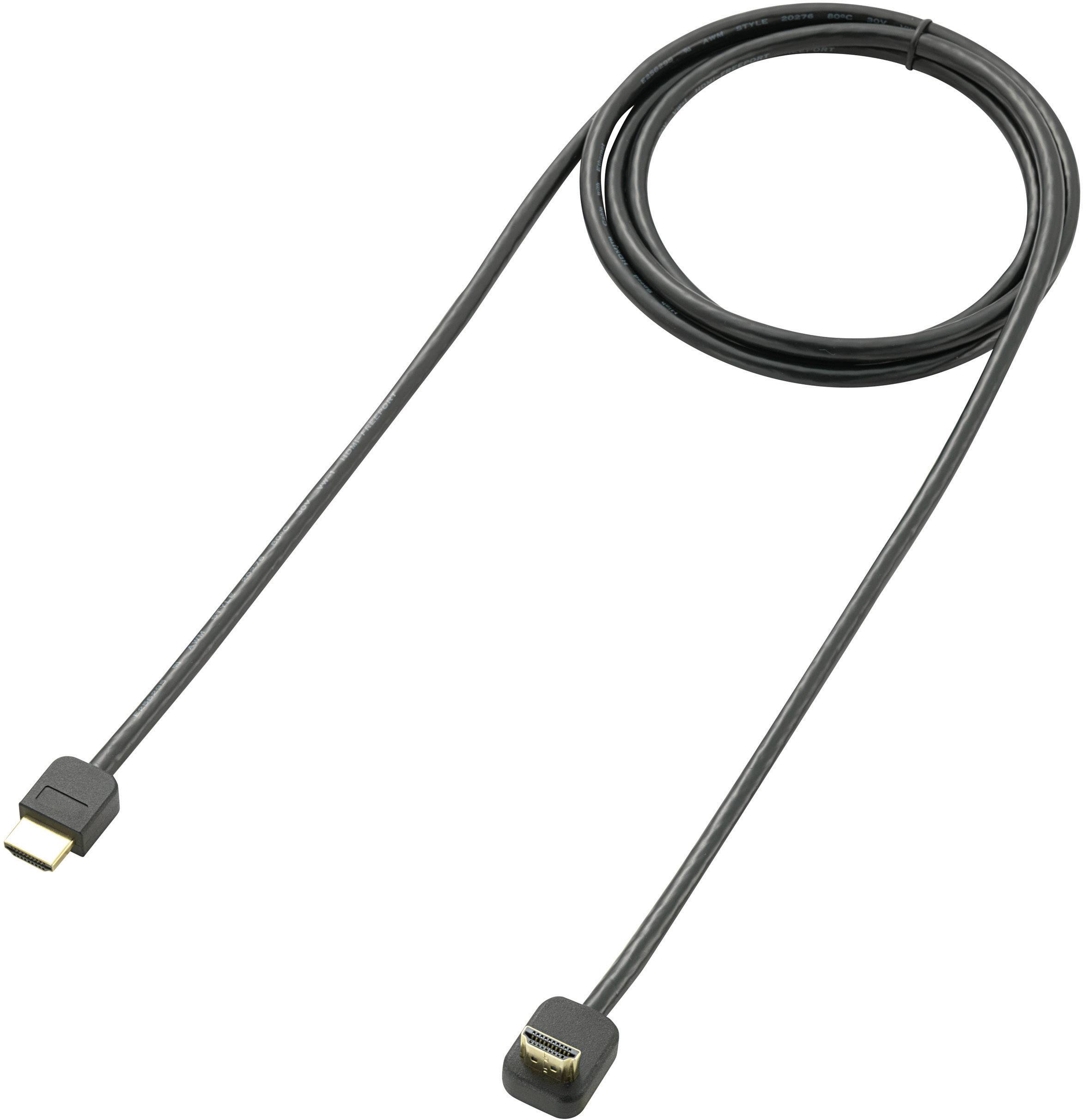 Schwarzes HDMI-Kabel, aufgerollt, zeigt beide Enden mit HDMI-Anschlüssen.