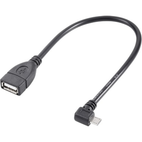 Renkforce Câble USB USB 2.0 USB-Micro-B mâle, USB-A femelle 0.10 m noir avec fonction OTG, contacts dorés RF-4080777