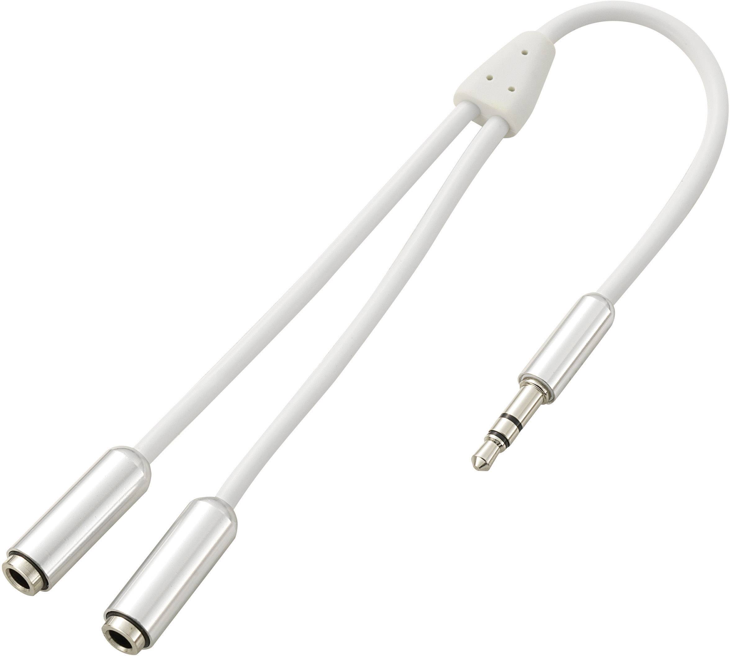 SpeaKa Professional Klinke Audio Anschlusskabel [1x Klinkenstecker 3.5mm - 2x Klinkenbuchse 3.5 mm] 20.00cm Weiß