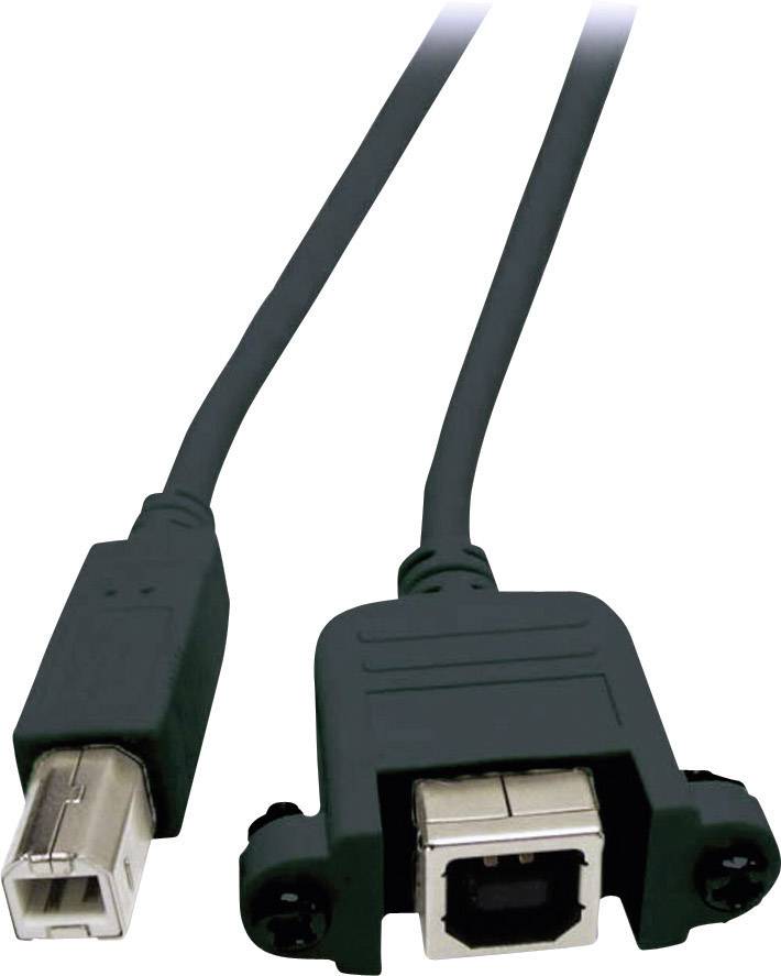 EFB Elektronik USB-Kabel USB 2.0 USB-B Stecker, USB-B Buchse 1.00 m Schwarz schraubbar K5293SW.1V2