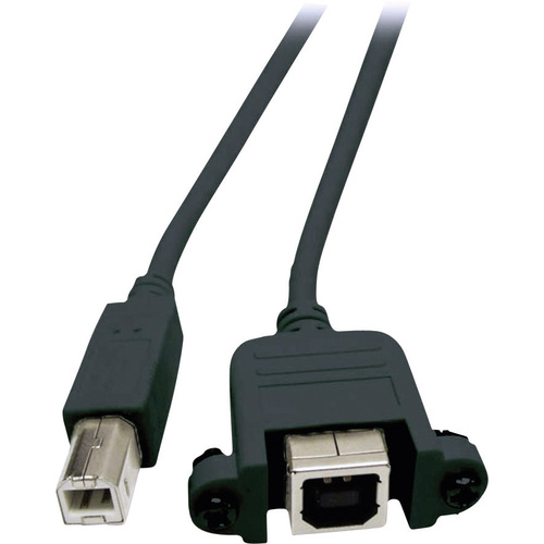 EFB Elektronik USB-Kabel USB 2.0 USB-B Stecker, USB-B Buchse 50.00 cm Schwarz schraubbar K5293SW.0,5V2