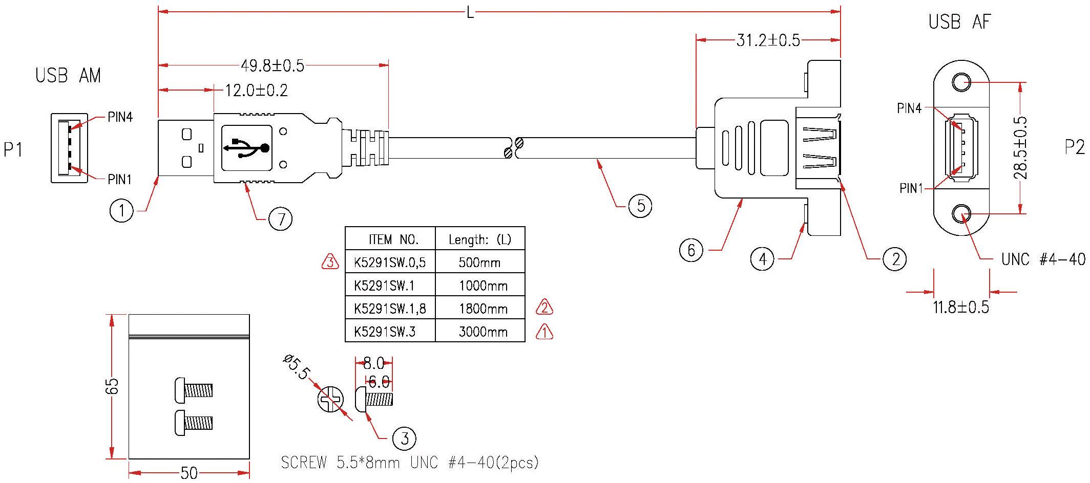 EFB Elektronik USB-Kabel USB 2.0 USB-A Stecker, USB-A Buchse 0.50 m Schwarz K5291SW.0,5V2