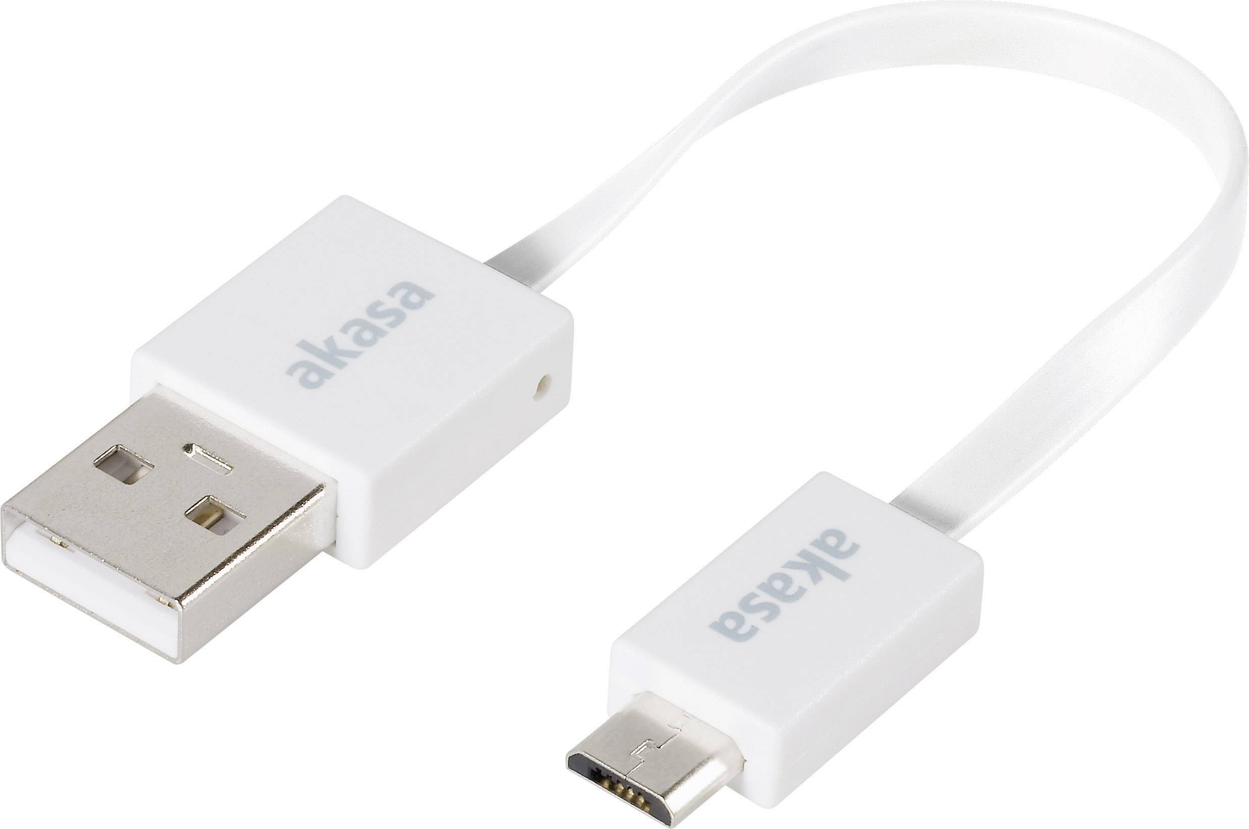 Akasa USB-Kabel USB 2.0 USB-A Stecker, USB-Micro-B Stecker 0.15 m Weiß hochflexibel, vergoldete Ste