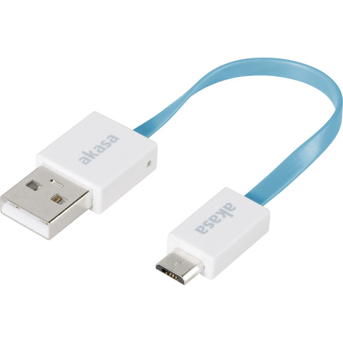 Akasa USB 2.0 Anschlusskabel [1x USB 2.0 Stecker A - 1x USB 2.0 Stecker Micro-B] 15.00cm Blau hochflexibel, vergoldete