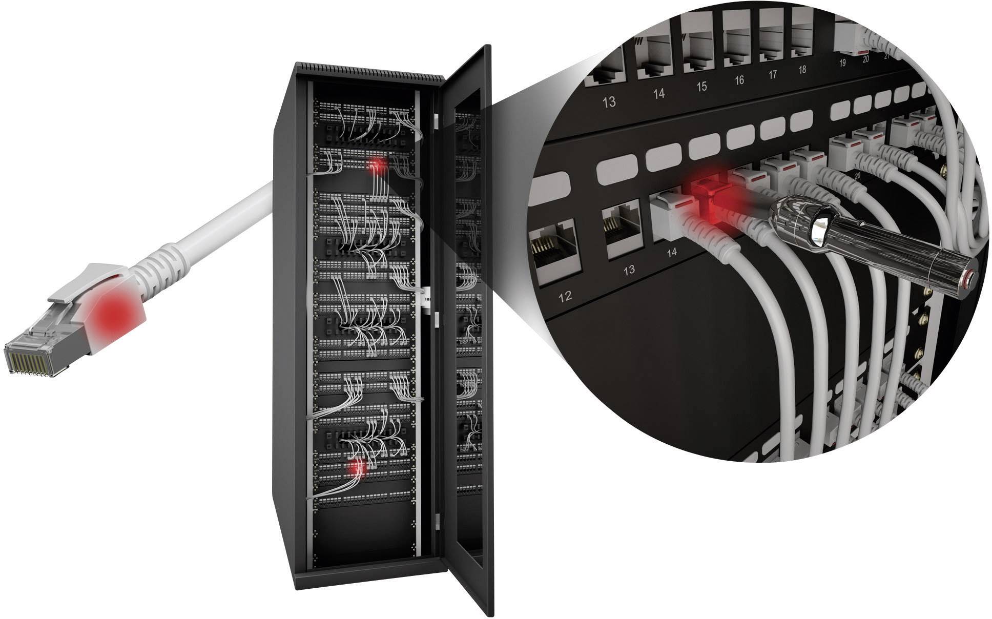 EFB Elektronik DCK1001WS.2 RJ45 Netzwerkkabel, Patchkabel CAT 6a S/FTP 2.00 m Weiß mit LED, Flammwidrig, mit Rastnasenschutz 1 St.