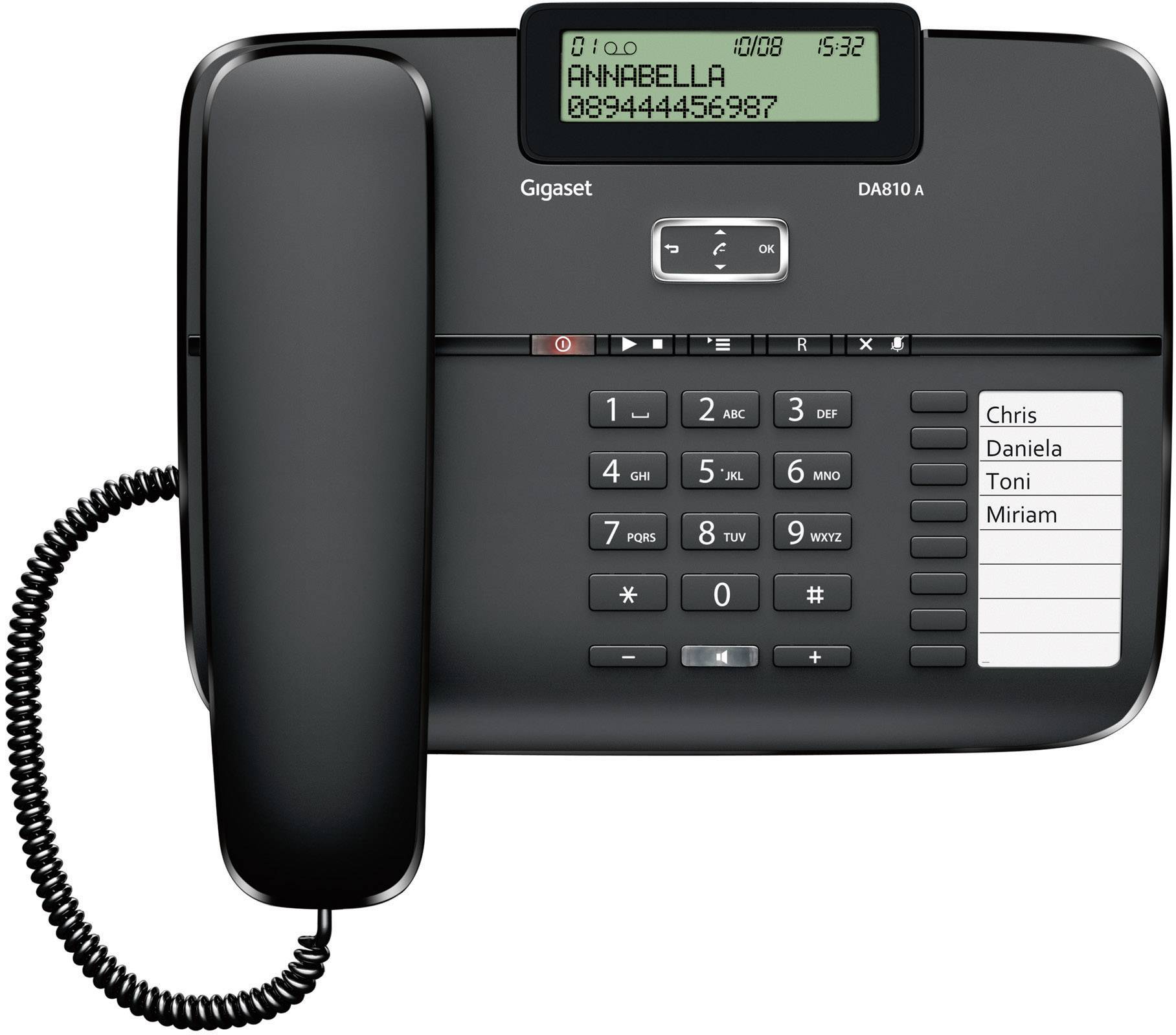 Gigaset DA810A Schnurgebundenes Telefon, analog Anrufbeantworter, Freisprechen Matt Schwarz