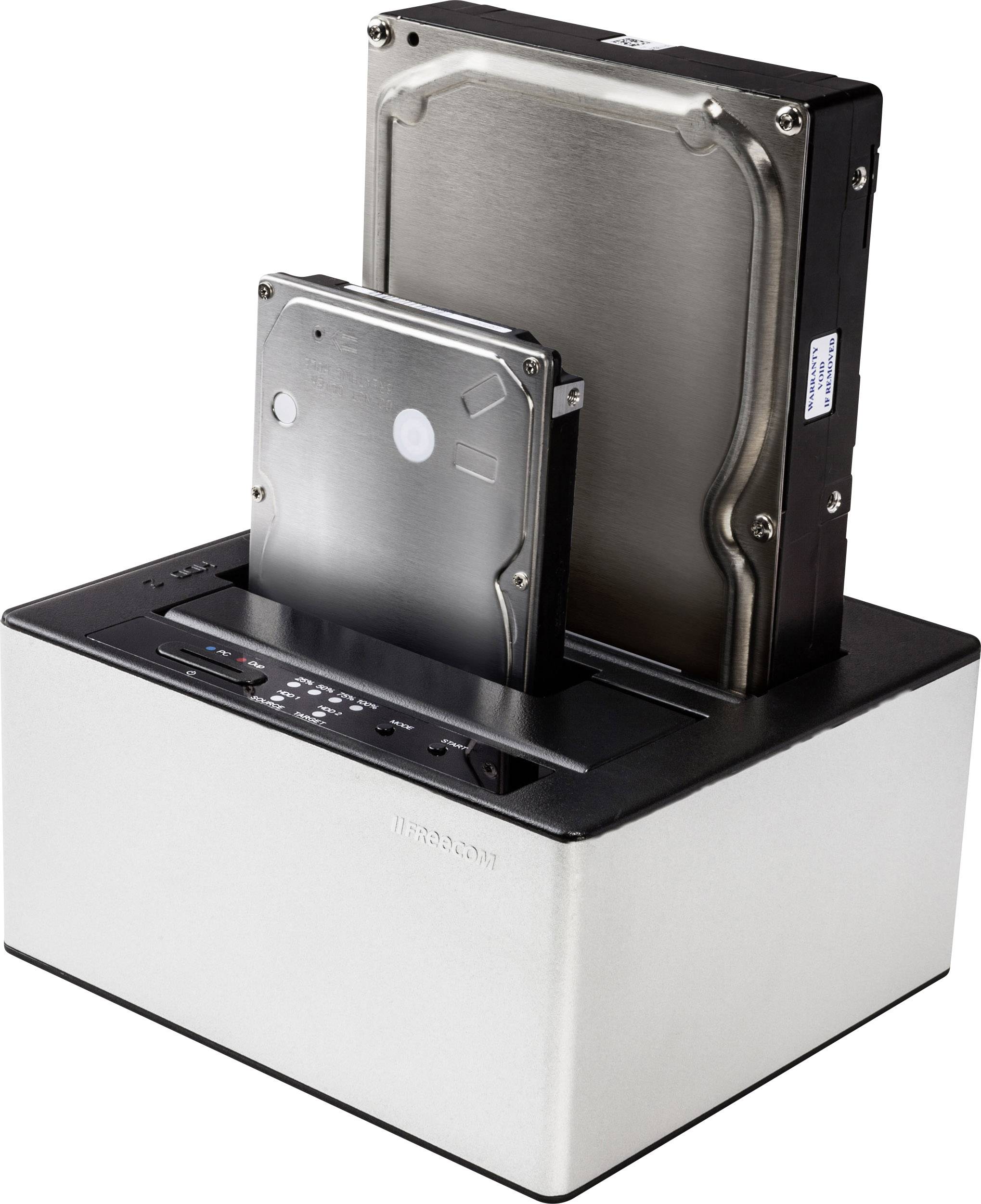 Freecom 56136 USB 3.2 Gen 1 (USB 3.0) SATA 2 Port Festplatten-Dockingstation mit Clone-Funktion