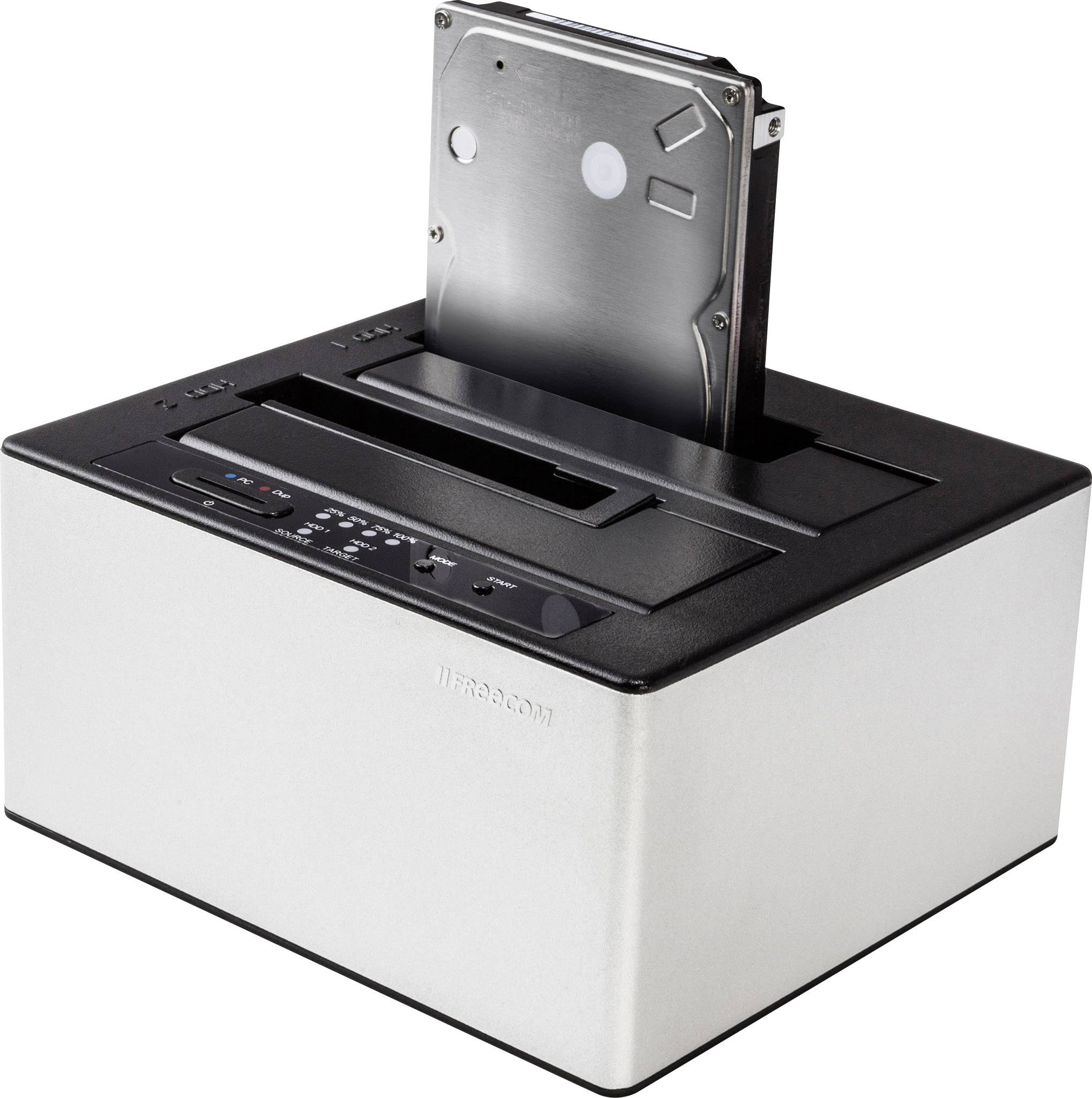 Freecom 56136 USB 3.2 Gen 1 (USB 3.0) SATA 2 Port Festplatten-Dockingstation mit Clone-Funktion