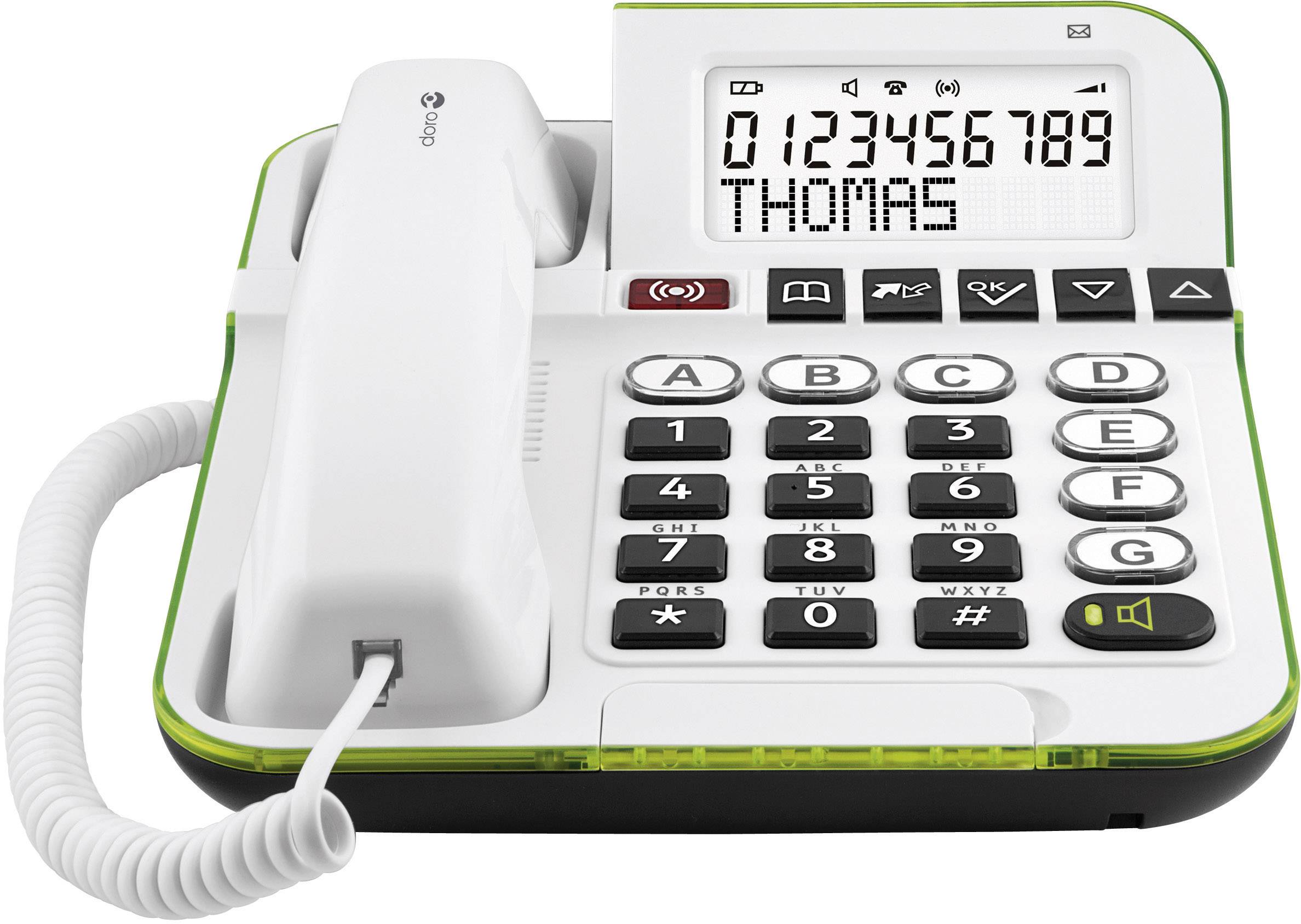 doro Secure 350 Schnurgebundenes Seniorentelefon inkl. Notrufsender, Freisprechen Beleuchtetes Display Weiß