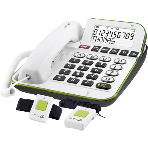 Doro Secure 350 Schnurgebundenes Seniorentelefon inkl. Notrufsender, Freisprechen Beleuchtetes Display Weiß