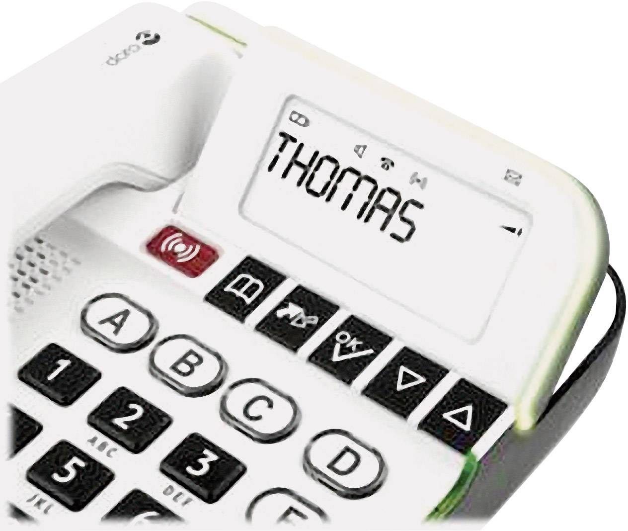 doro Secure 350 Schnurgebundenes Seniorentelefon inkl. Notrufsender, Freisprechen Beleuchtetes Display Weiß