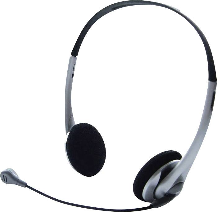 Renkforce On Ear Headset kabelgebunden Stereo Schwarz, Silber Lautstärkeregelung Computer