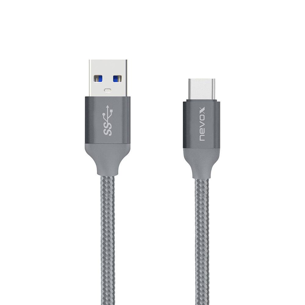 USB-Kabel Nylon 2m silbergrau