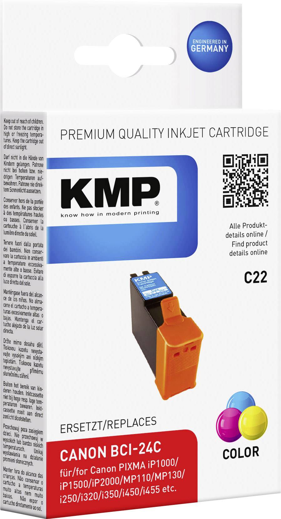 KMP Druckerpatrone ersetzt Canon BCI-24 Kompatibel Cyan, Magenta, Gelb BCI24C 0944,0030