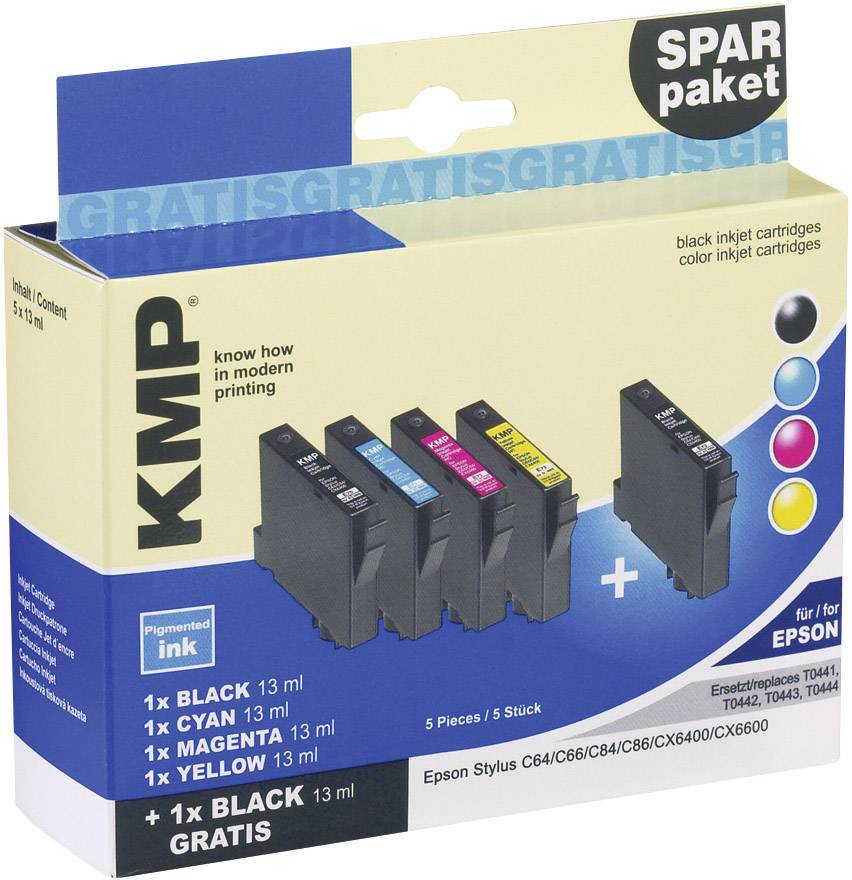 KMP Druckerpatrone ersetzt Epson T0441, T0442, T0443, T0444 Kompatibel Schwarz, Cyan, Magenta, Gelb E70V 1005,0005