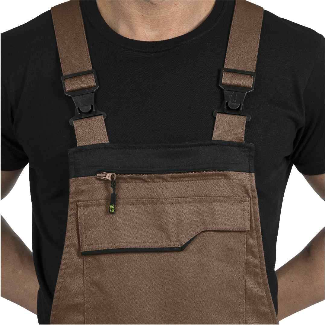 Latzhose mit Knietaschen Flex Line haselnuss-schwarz, Gr. 58 Leibwächter FLEXL2958