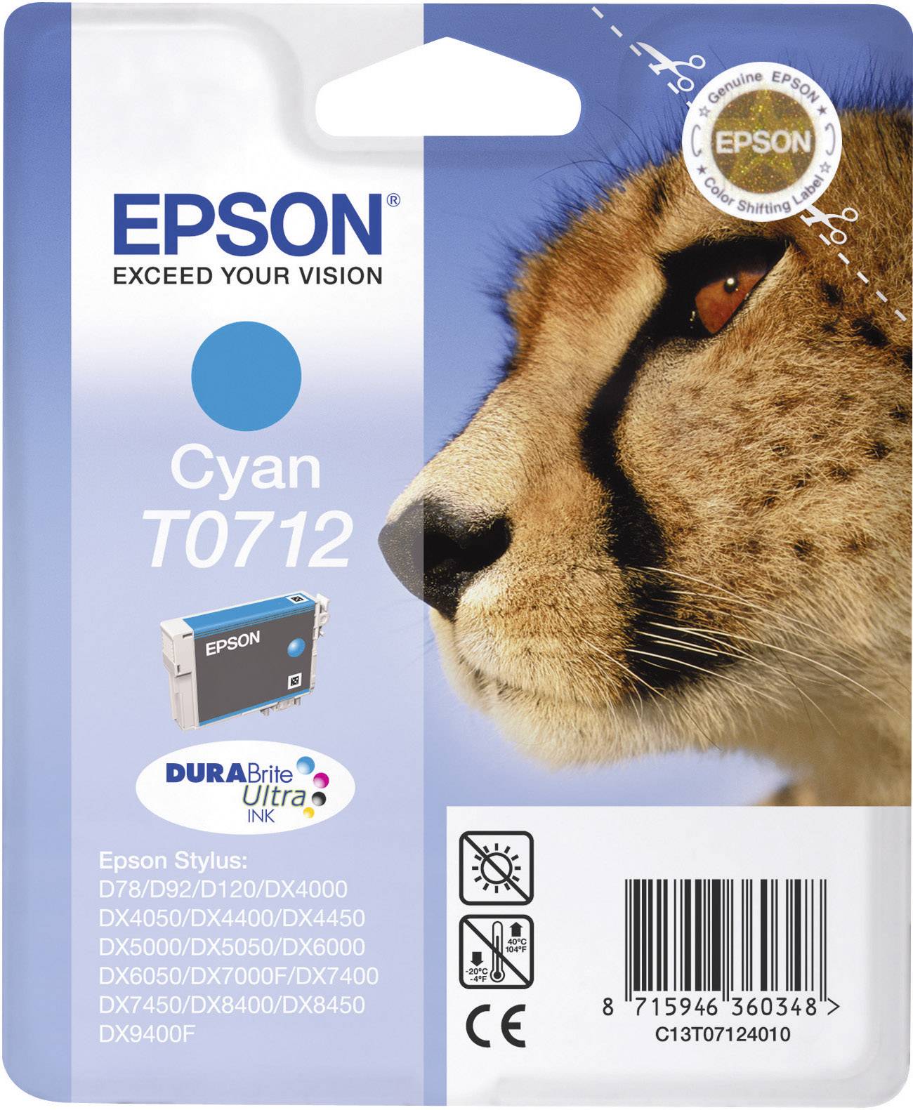 Epson Druckerpatrone T0712 Original Cyan C13T07124011