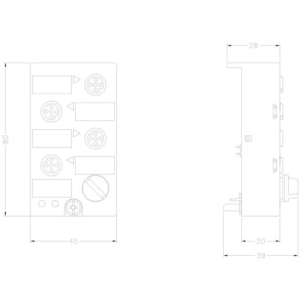 Siemens Dig.Industr. AS-Interface Kompaktmodul K45,4Aus.,IP67 3RK1100-1CQ20-0AA3