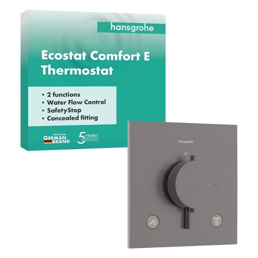 Hansgrohe Ecostat Comfort E Thermostat Unterputz, 25,7l/min, für 2 Verbraucher, Brushed Black Chrome