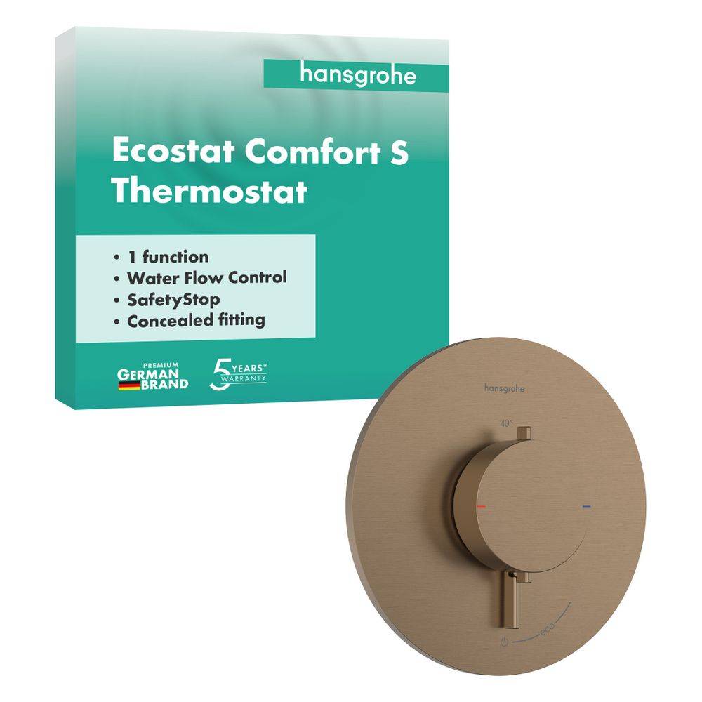 Hansgrohe Ecostat Comfort S Thermostat Unterputz, 25,2l/min, für 1 Verbraucher, Brushed Bronze