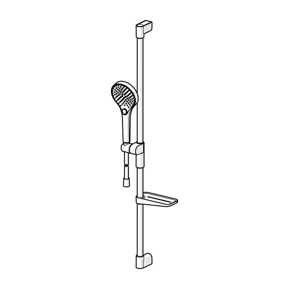 Hansa Viva Wandstangengarnitur, 3-strahlig, Länge 971mm, Brauseschlauch 175cm, Messing/Verbundwerkstoff, Chrom, 44150330