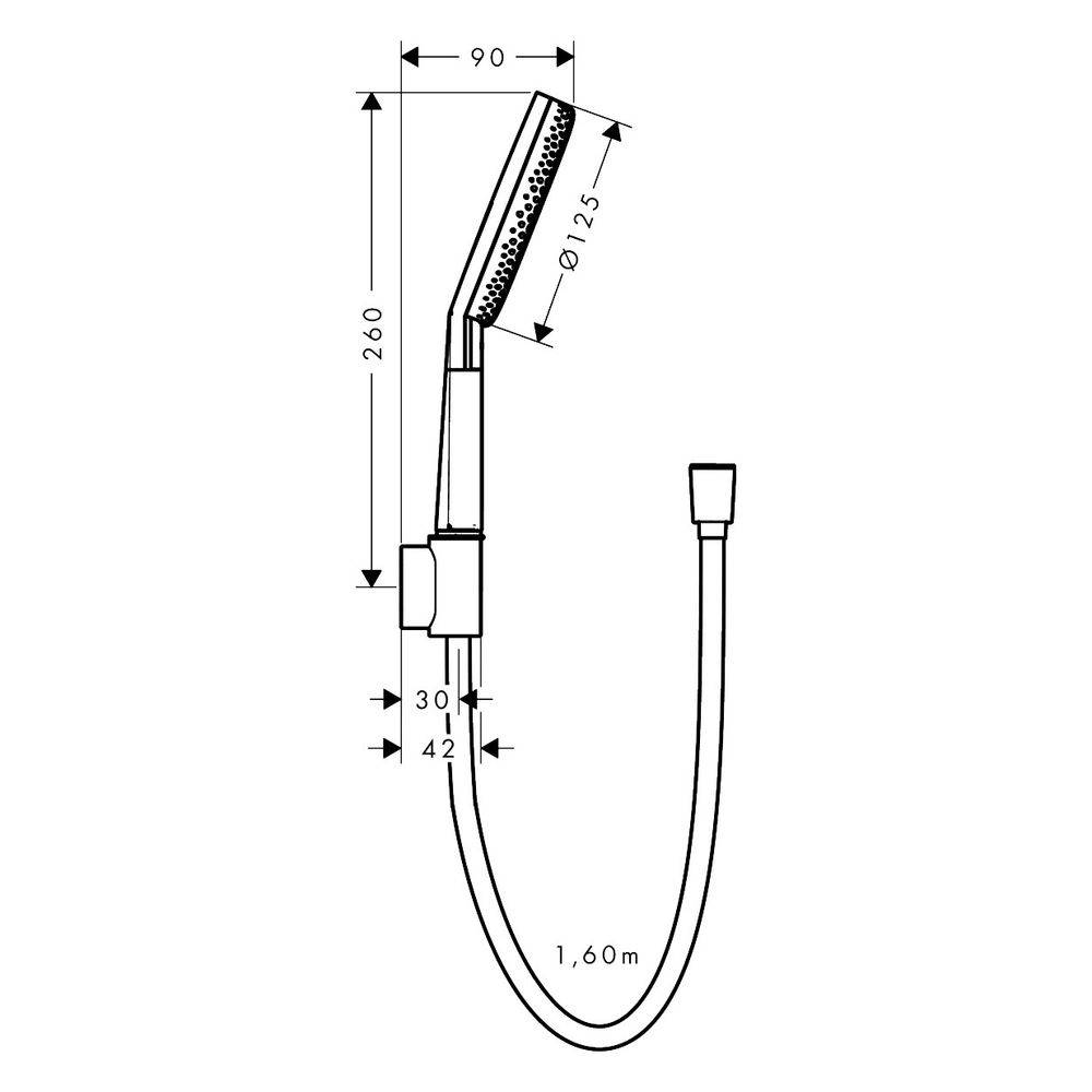 Hansgrohe Raindance Alive Select S Brausehalterset 125mm, 7,1l/min, 3jet EcoSmart, Designflex Textilbrauseschlauch