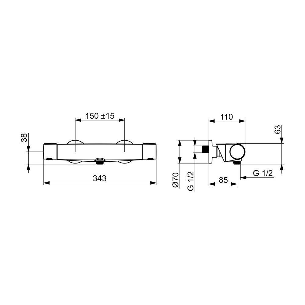 Hansa Brausebatterie HANSAOPTIMA 6514 chrom, 1 Stk.