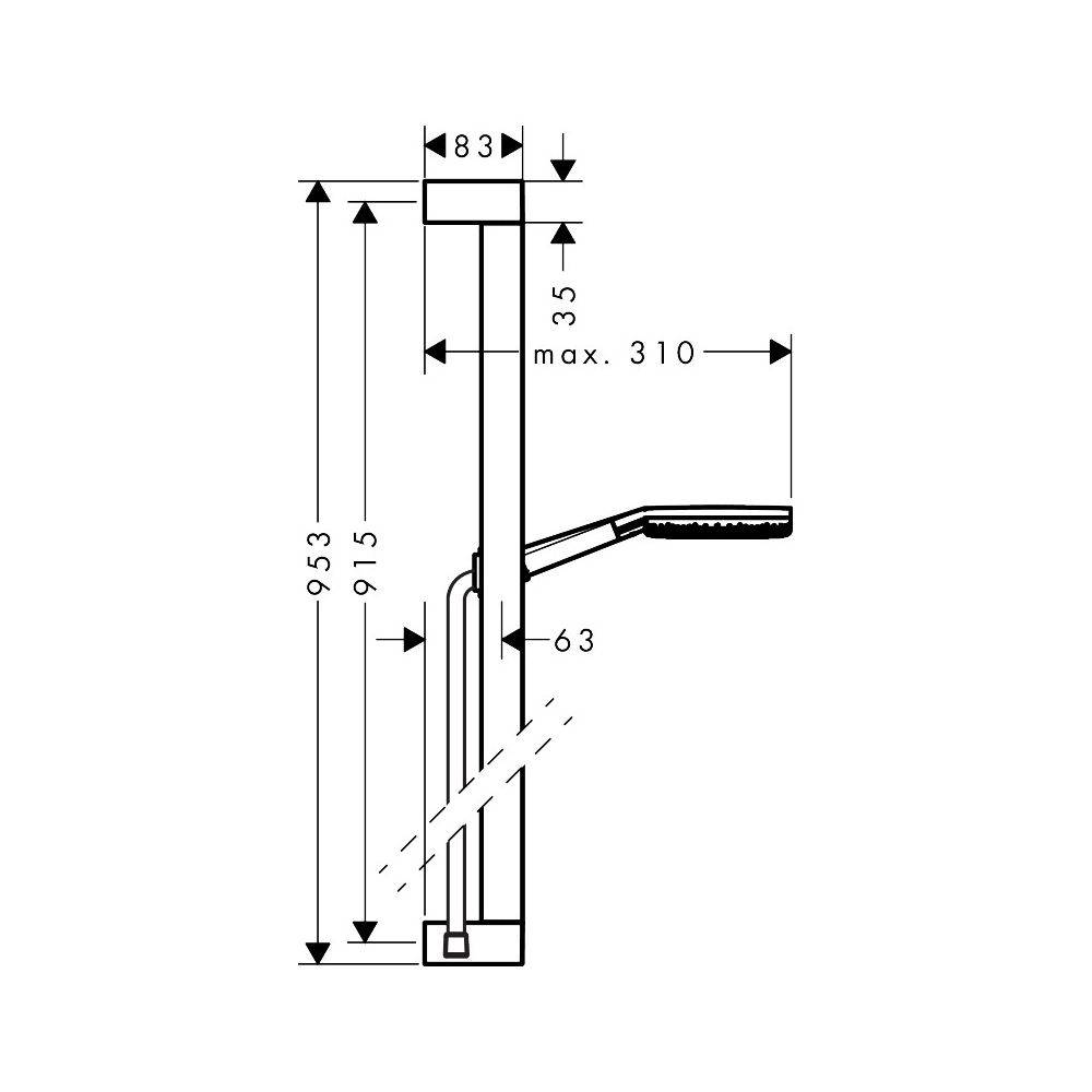 Hansgrohe Raindance Alive Select S Brauseset 125mm, 7,1l/min, 3jet EcoSmart, Unica E Puro 90cm, Easy Slide