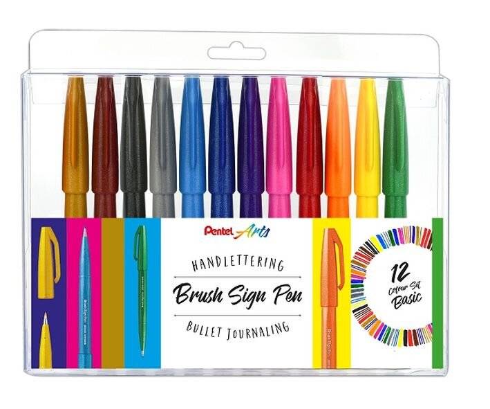 PENTEL - 12 SES15-12 Brush-Pen-Set farbsortiert