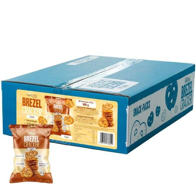 Hellma Knabberspaß Brezel Cracker Sesam 28x35g Inhalt: 980g